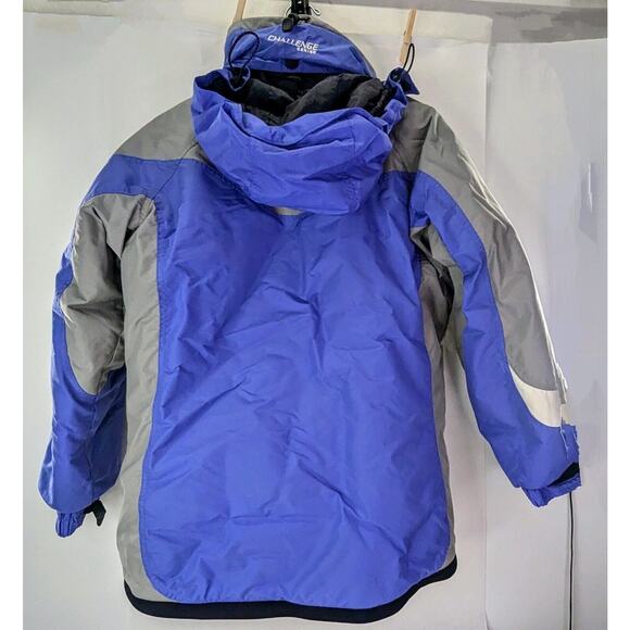 Columbia • Challenge Series Blue Hooded Zip Snap Parka Jacket Large 250989 - Picture 5 of 6